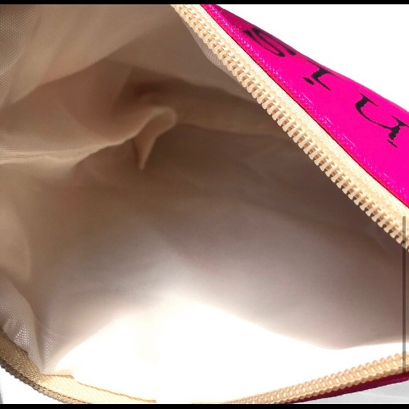 Fuchsia cosmetic zippered cute women’s wristlet makeup bag - Picture 4 of 4